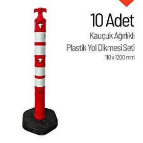 İleri Trafik 110x1200 mm 10'lu Set Plastik Ağırlıklı Yol Dikmesi