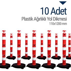 İleri Trafik 110x1200 mm 10'lu Set Plastik Ağırlıklı Yol Dikmesi