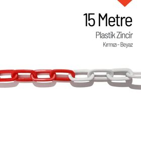İleri Trafik 15 m Kırmızı Beyaz Plastik Zincir
