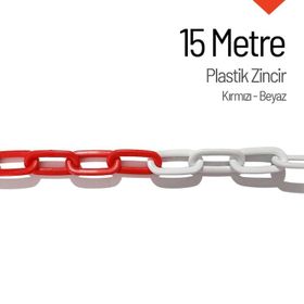 İleri Trafik 15 m Kırmızı Beyaz Plastik Zincir