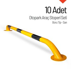 İleri Trafik 200x13 cm 60 mm 10 Adet Boru Tip Sarı Oto Park Araç Stoperi