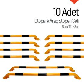 İleri Trafik 200x13 cm 60 mm 10 Adet Boru Tip Sarı Oto Park Araç Stoperi