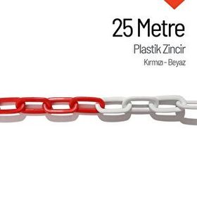 İleri Trafik 25 m Kırmızı Beyaz Plastik Zincir