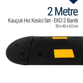 İleri Trafik 50 x 40 x 4,5 cm 2 m Eko 2 Bantlı Kauçuk Hız Kesici Yol Kasisi