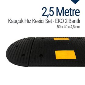 İleri Trafik 50 x 40 x 4,5 cm 2,5 m Eko 2 Bantlı Kauçuk Hız Kesici Yol Kasisi