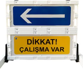 İleri Trafik Katlanır 100x91 cm Uyarı Levhalı Bariyer