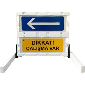 İleri Trafik Katlanır 100x91 cm Uyarı Levhalı Bariyer