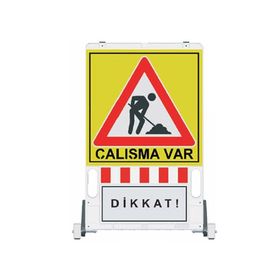 İleri Trafik Katlanır Uyarı 150x90 cm Levhalı Bariyer