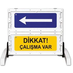 İleri Trafik Katlanır Uyarı Levhalı Bariyer