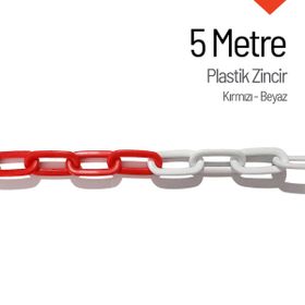 İleri Trafik Kırmızı Beyaz 5 m Plastik Zincir