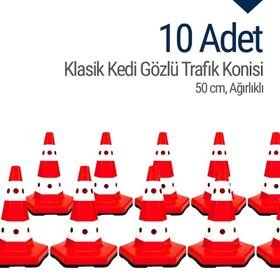 İleri Trafik Klasik Kedi Gözlü 10 Adet 50 cm Trafik Dubası