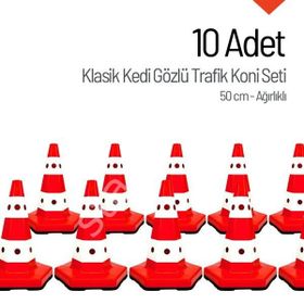 İleri Trafik Klasik Kedi Gözlü 10 Adet 50 cm Trafik Dubası