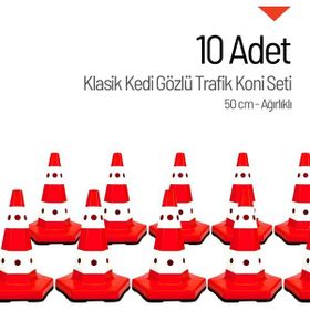 İleri Trafik Klasik Kedi Gözlü 10 Adet 50 cm Trafik Dubası