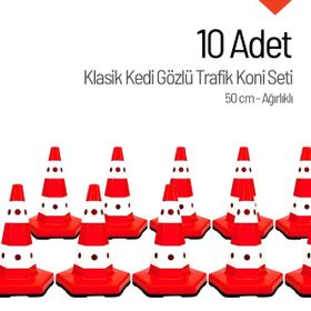 İleri Trafik Klasik Kedi Gözlü 10 Adet 50 cm Trafik Dubası