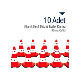 İleri Trafik Klasik Kedi Gözlü 10 Adet 50 cm Trafik Dubası