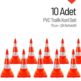 İleri Trafik Pvc 10 Adet 75 cm Çift Reflektifli Trafik Dubası