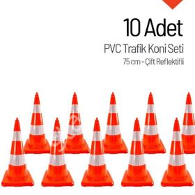 İleri Trafik Pvc 10 Adet 75 cm Çift Reflektifli Trafik Dubası