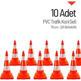 İleri Trafik Pvc 10 Adet 75 cm Çift Reflektifli Trafik Dubası