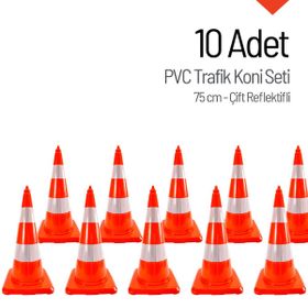 İleri Trafik Pvc 10 Adet 75 cm Çift Reflektifli Trafik Dubası