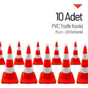 İleri Trafik Pvc 10 Adet 75 cm Çift Reflektifli Trafik Dubası