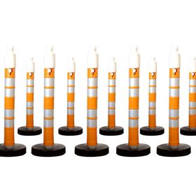 İleri Trafik Reflektifli 10'lu Set 110x1200 mm Dubalı Uyarı Dikmesi