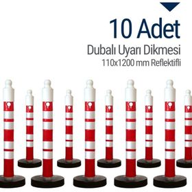 İleri Trafik Reflektifli 10'lu Set 110x1200 mm Dubalı Uyarı Dikmesi
