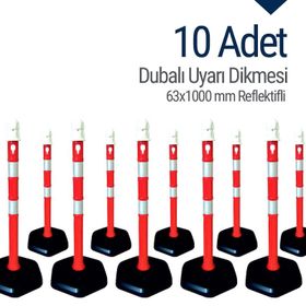 İleri Trafik Reflektifli 10`lu Set 63x1000 mm Dubalı Uyarı Dikmesi