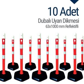İleri Trafik Reflektifli 10`lu Set 63x1000 mm Dubalı Uyarı Dikmesi