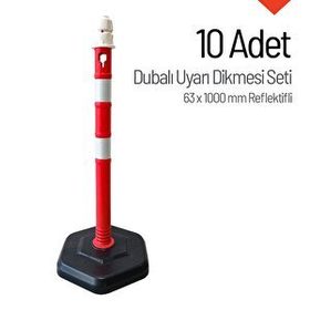 İleri Trafik Reflektifli 10`lu Set 63x1000 mm Dubalı Uyarı Dikmesi