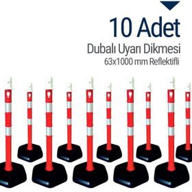 İleri Trafik Reflektifli 10`lu Set 63x1000 mm Dubalı Uyarı Dikmesi