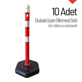 İleri Trafik Reflektifli 10`lu Set 63x1000 mm Dubalı Uyarı Dikmesi