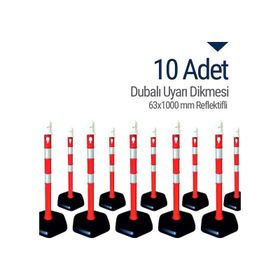 İleri Trafik Reflektifli 10`lu Set 63x1000 mm Dubalı Uyarı Dikmesi