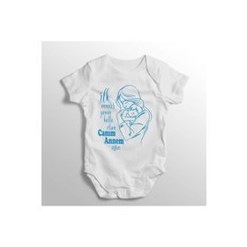 İlk Anneler Günün Kutlu Olsun Canım Annem Oğlun Yazılı Baskılı Beyaz Bebek Zıbını