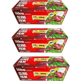 İlka 3 Paket 30 cm 500 mt Şeffaf Mutfak Rulo Streç Film Folyo