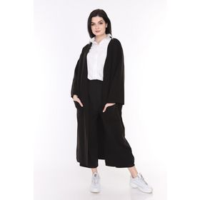 İlmek Kadın Siyah Kışlık Kimono Kol Cepli V Yaka Hırka