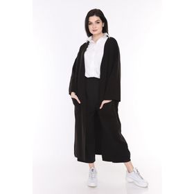 İlmek Kadın Siyah Kışlık Kimono Kol Cepli V Yaka Hırka