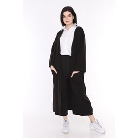İlmek Kadın Siyah Kışlık Kimono Kol Cepli V Yaka Hırka