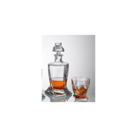 Ily Crytalite Crystalite Quadro 770 ml 340 ml Kristalin Viski Şişesi ve 6 Bardak