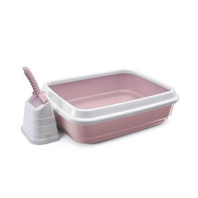 Imac Duo Pembe Beyaz Açık Kedi Tuvalet Kabı ve Kürek