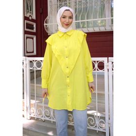 İmaj Butik Sarı Ön Detaylı Kol Bağlamalı Tunik