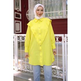 İmaj Butik Sarı Ön Detaylı Kol Bağlamalı Tunik