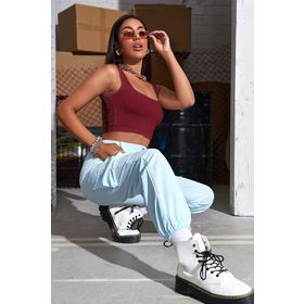 Imoda CTBZ2557 Bordo Kadın Askılı Crop Top Bluz