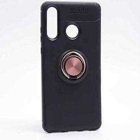 İmonya Huawei P30 Lite Mueral Ravel Pembe Yüzüklü Siyah Silikon Kılıf