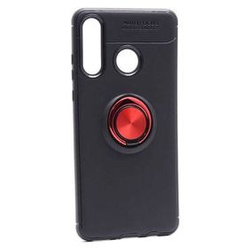 İmonya Huawei P30 Lite Mueral Ravel Pembe Yüzüklü Siyah Silikon Kılıf