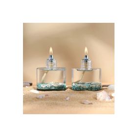 İmperiums 2'li Ocean Green Cylinder Dekoratif Kandil Mum