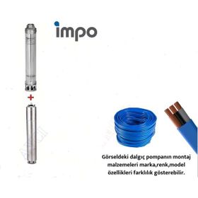 İmpo SK 404/10 Krom Başlıklı Derin Kuyu 1 HP Trifaze Motorlu 45 mt Kablolu Dalgıç Pompa