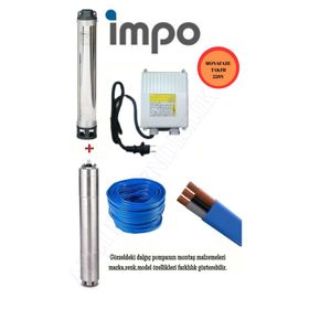 İmpo SK 404/27 Technoplast Başlıklı Derin Kuyu 3 Hp Monofaze Motorlu 20 mt Kablolu Panolu Dalgıç Pompa