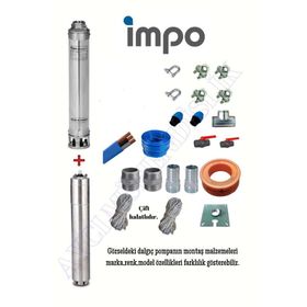 İmpo SK 415/15 5.5 HP Krom Başlıklı 35 mt Yassı Kablolu ve 70 mt Halatlı Çift Vanalı Akıtma Başlıklı Trifaze Takım Dalgıç Pompa