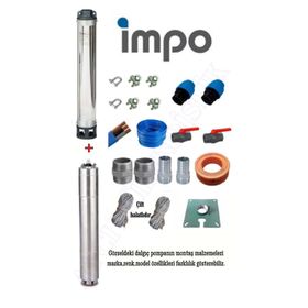 İmpo SK404-27 3 HP Technoplast Başlıklı 80 MT Yassı Kablolu ve Panolu 160 mt Halatlı Çift Vanalı Akıtma Başlıklı Trifaze Takım Dalgıç Pompa
