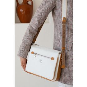 ImPolo Cara Beyaz Taba 21x27 cm Kadın Omuz ve Çapraz Çanta